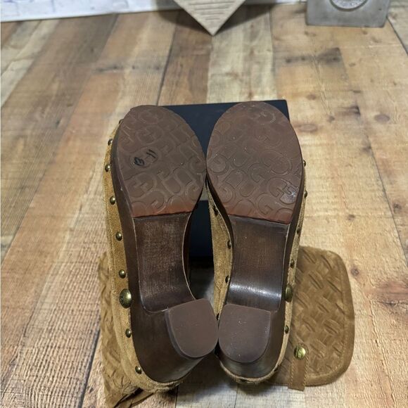 UGG Lynnea Arroyo Boots Brown Woven Suede Studded Clog Heels Womens Sz 6 - Picture 9 of 12